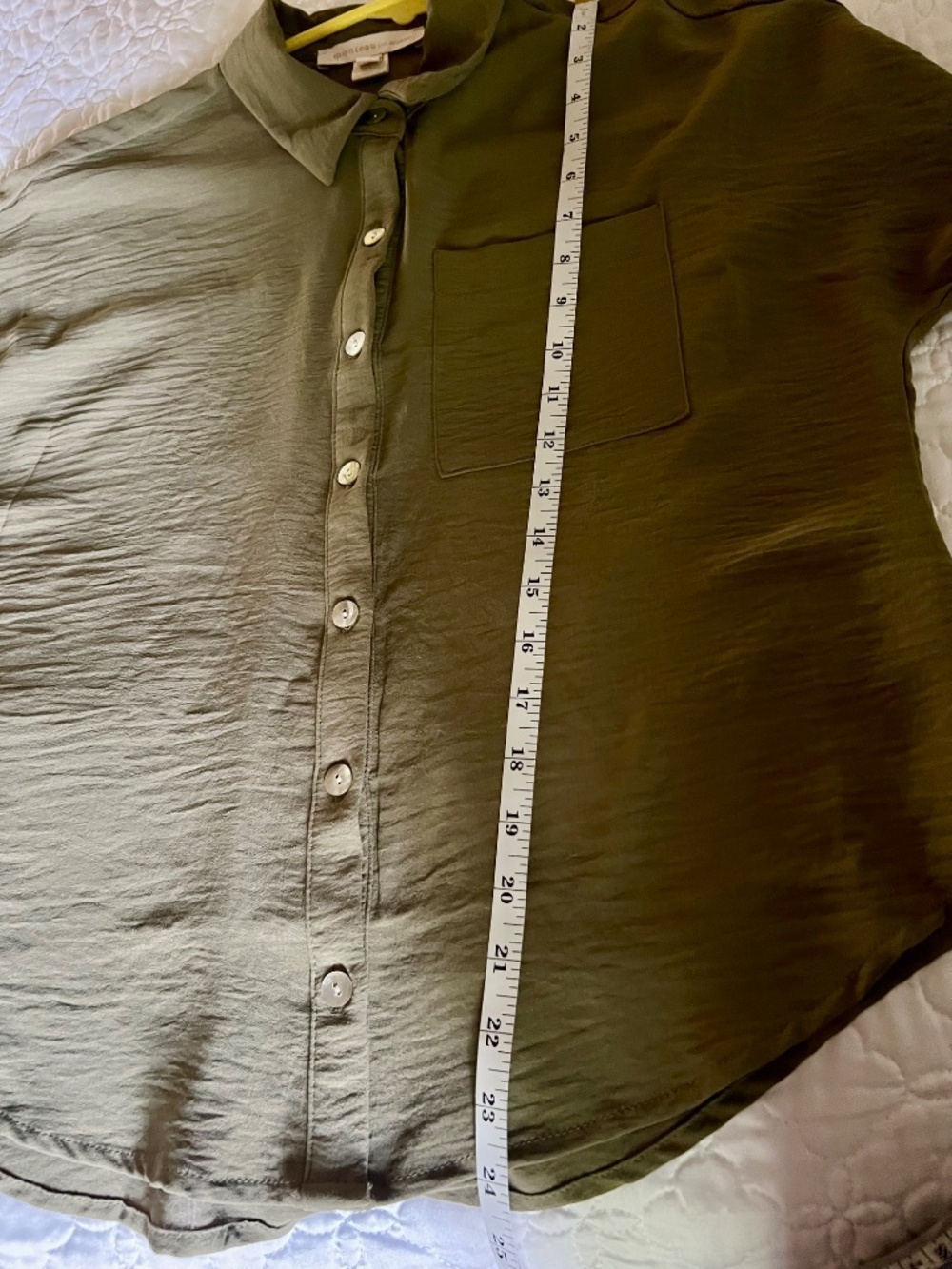 Stylish Olive Green Button Down Top - Picture 3 of 3